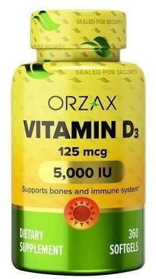 Orzax Vitamin D3 5 000 IU, 360 капс