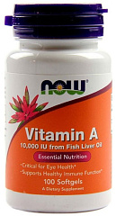 NOW Vitamin A-10000 IU, 100 капс