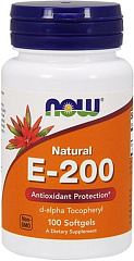 NOW Vitamin E-200 DA, 100 капc