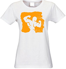 Kultlab Футболка женская с оранжевым логотипом, белая