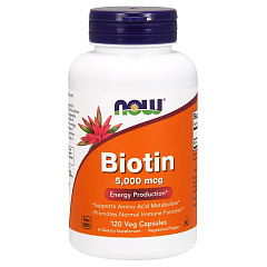 NOW Biotin 5000 мкг, 60 капс