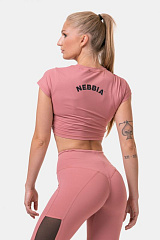 Nebbia 584 Short Sleeve Sporty Crop Top, бледно-розовый