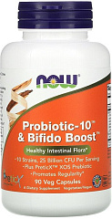 NOW Probiotic-10 + Bifido Boost, 90 капс