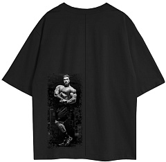 Kultlab Мужская футболка Oversize Merch Bodybuilder, чёрная - серая