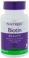 Natrol Biotin 1000 mcg, 100 таб