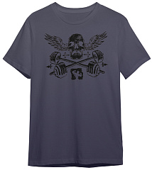 Kultlab Футболка мужская Чёрный череп, серая - чёрная