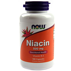 NOW Niacin 500 мг, 100 капс