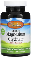 Carlson Chelated Magnesium Glycinate, 200 mg, 90 таблеток