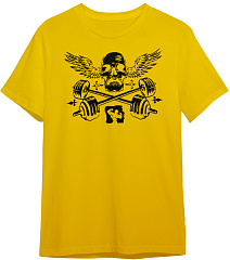 Kultlab Футболка мужская Чёрный череп, жёлтая - чёрная