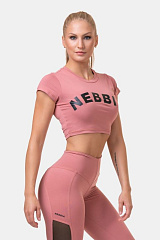 Nebbia 584 Short Sleeve Sporty Crop Top, бледно-розовый